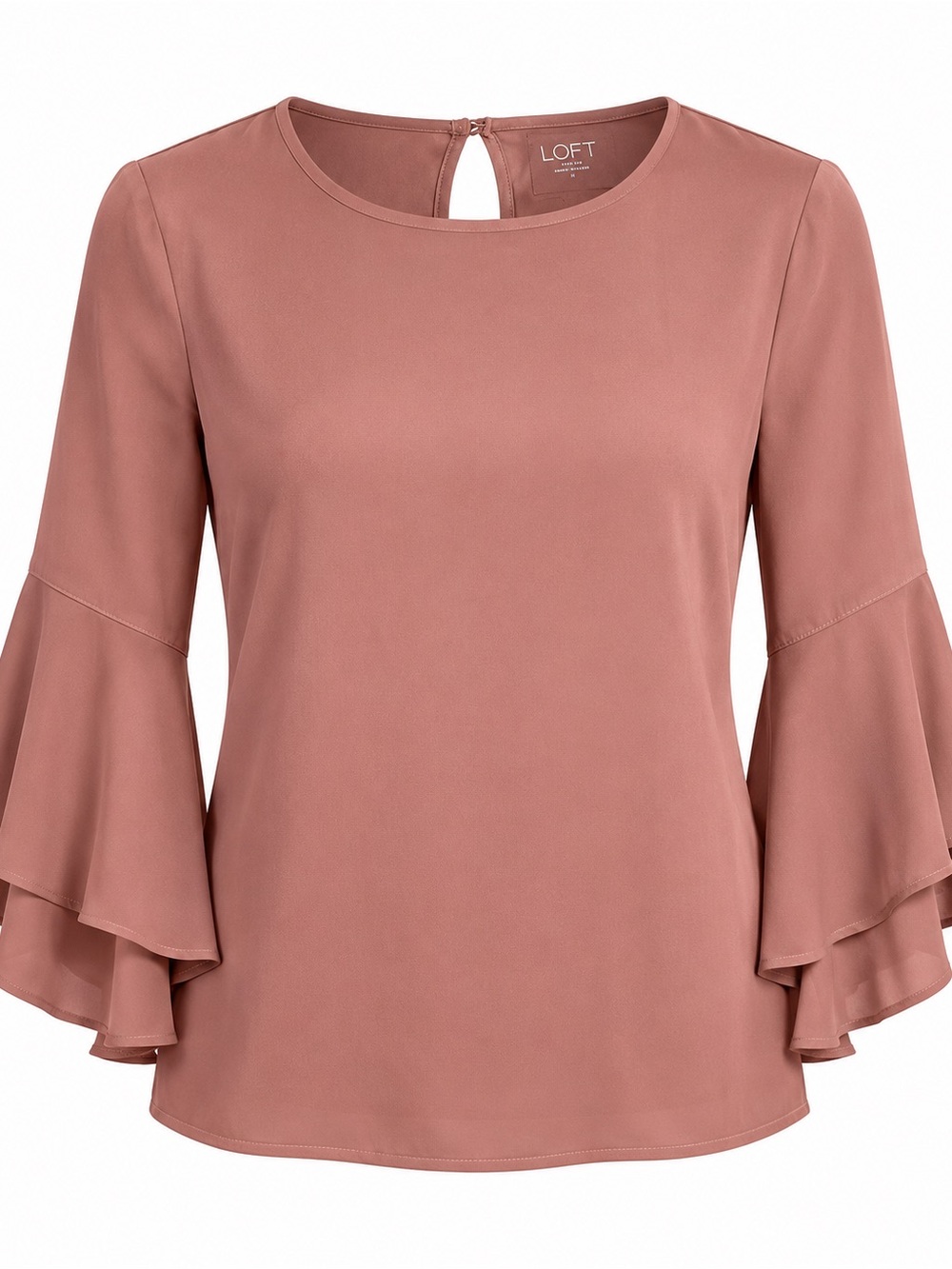 LOFT Dusty Rose Ruffle Bell Sleeve Blouse - Women's Top